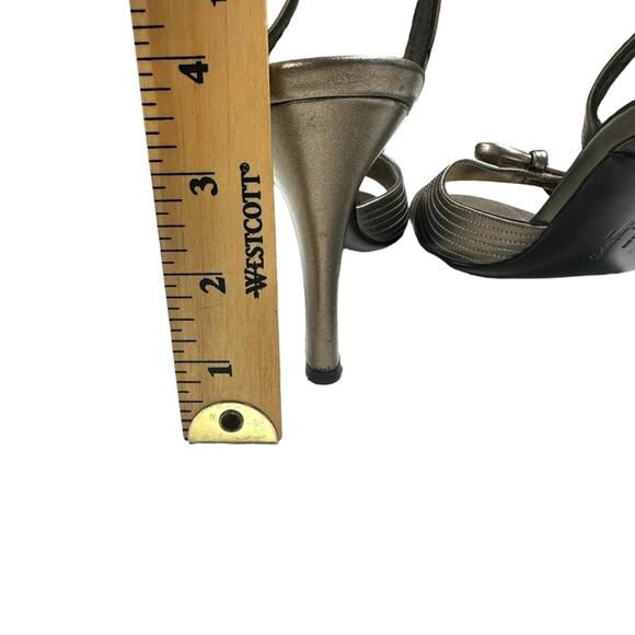 Salvatore Ferragamo Heels Womens 9 Bronze Slingback Open Toe Leather Pumps - Picture 4 of 13